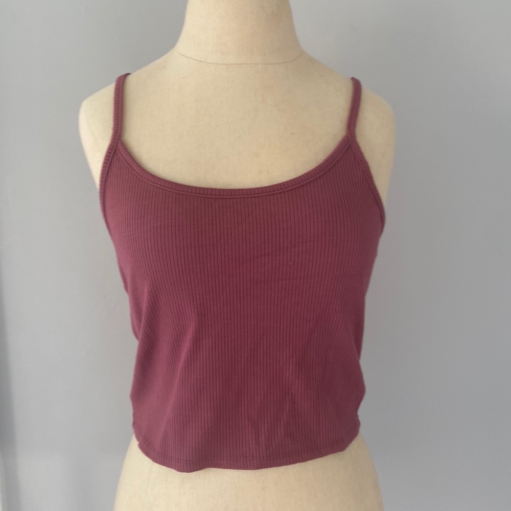 Ribbed tank crop top maroon